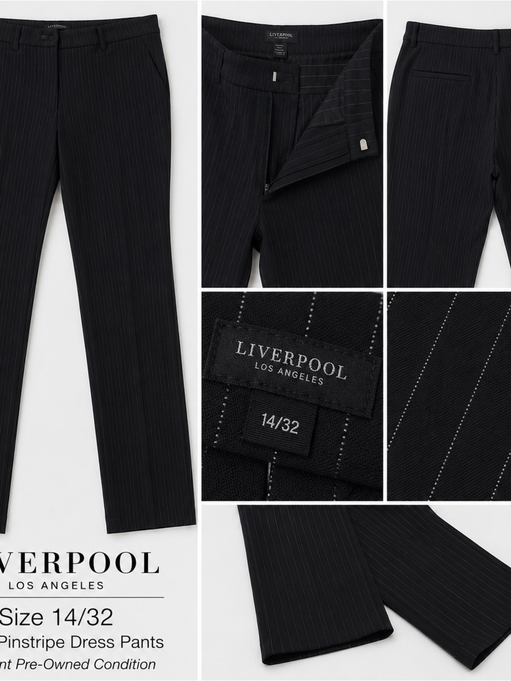 Liverpool Black Pinstripe Dress Pants